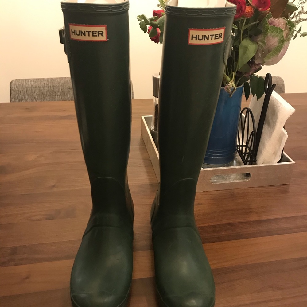 Hunter dark green rain boots